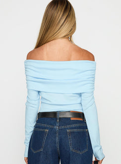 Spoilt Off The Shoulder Bodysuit Blue