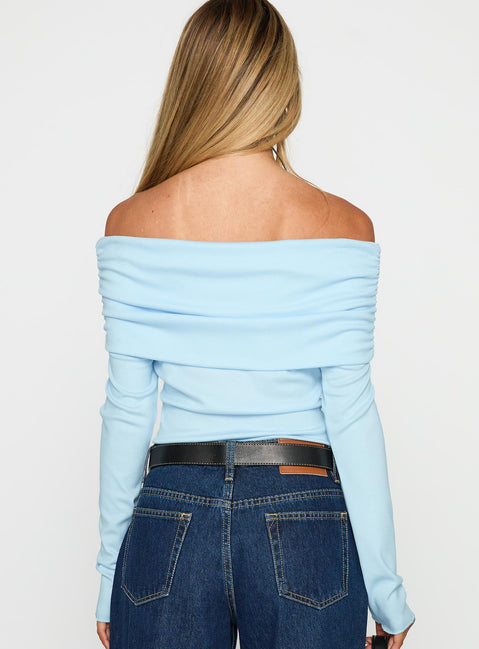 Spoilt Off The Shoulder Bodysuit Blue