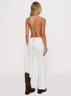 Sylvaine Asymmetrical Midi Skirt White