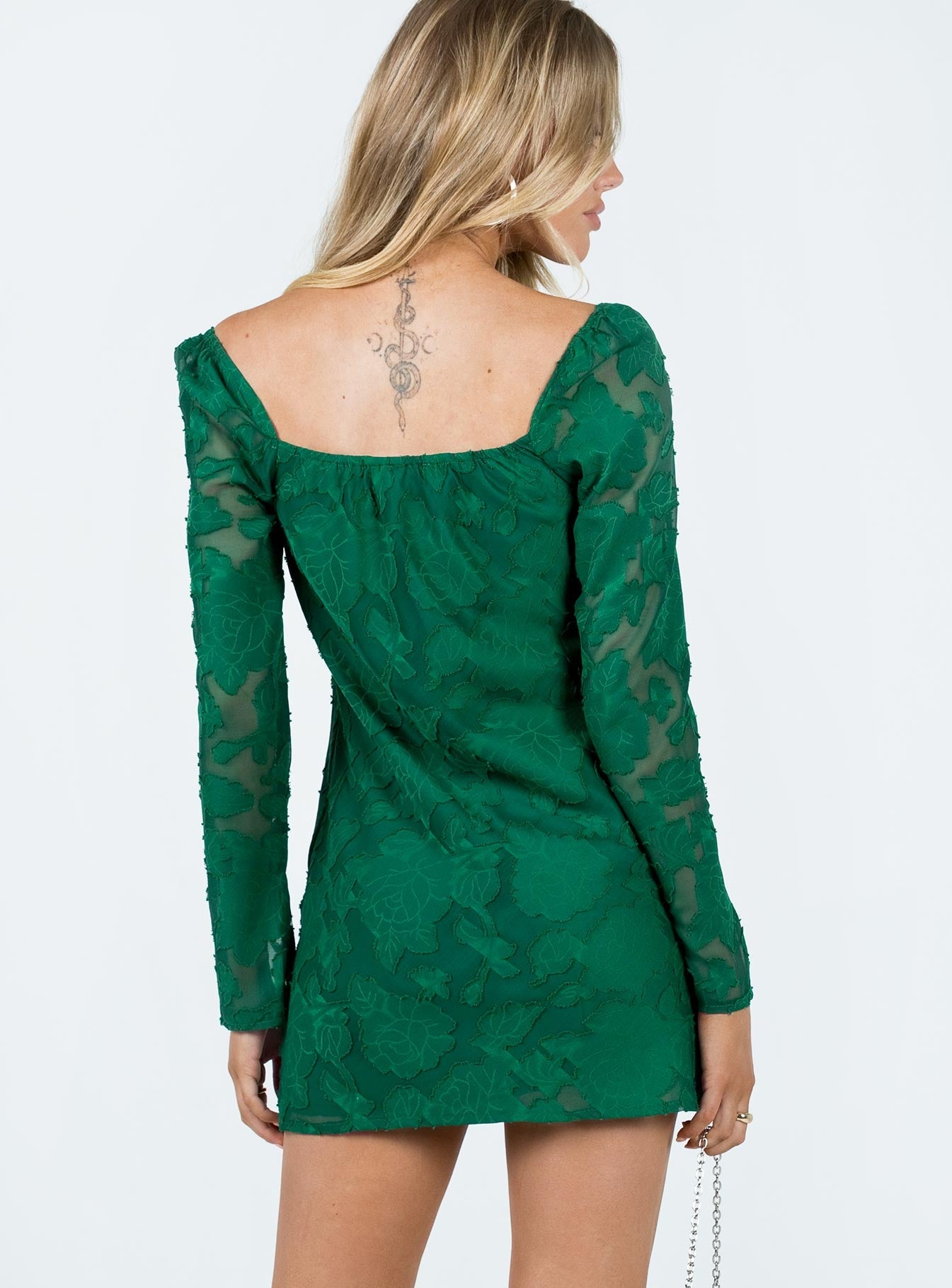 product Princess Polly Square Neck  Star Power Mini Dress Forest Green