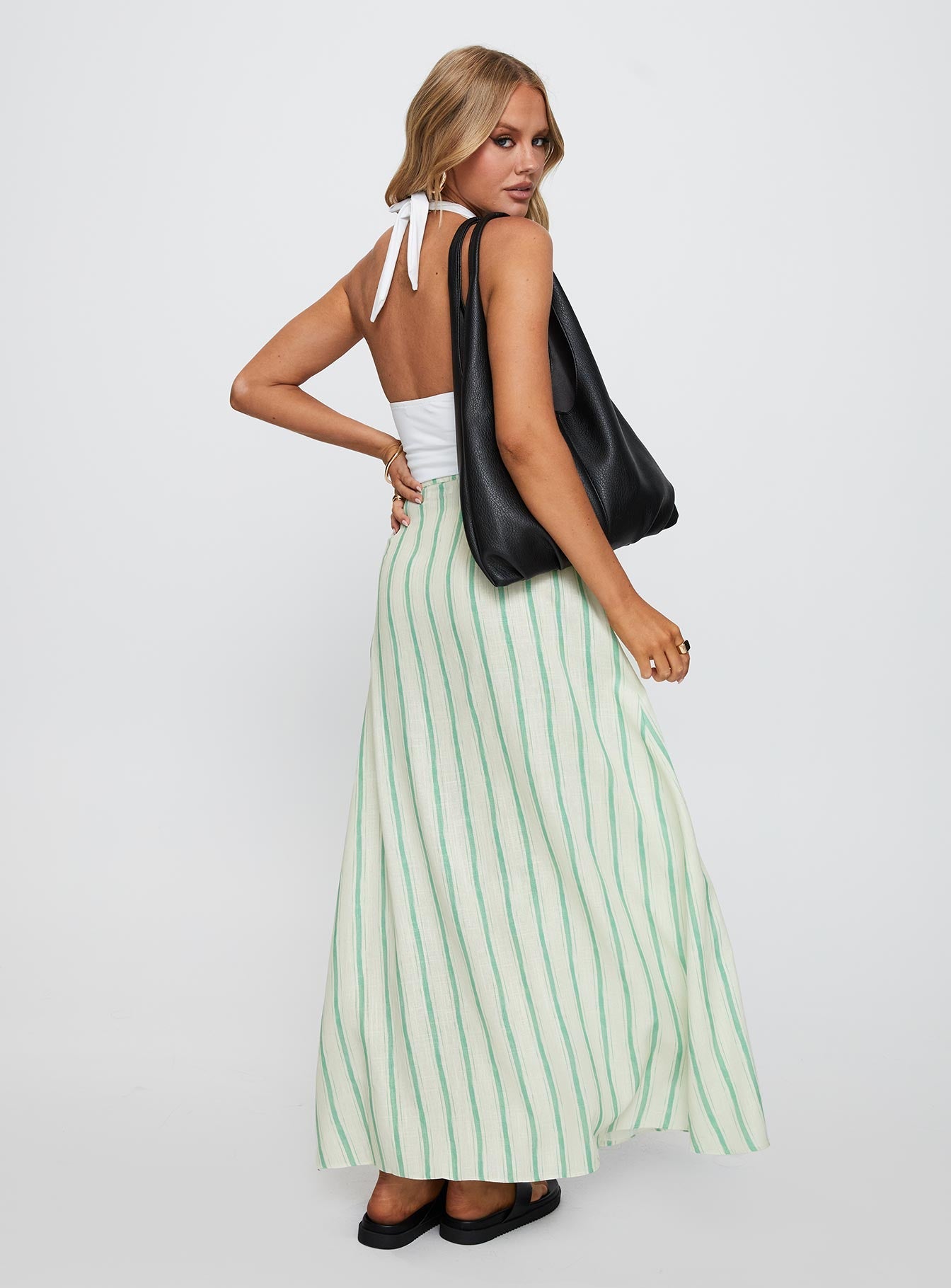 Bess Maxi Skirt Green Stripe