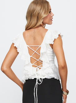 Thespian Embroidered Top White