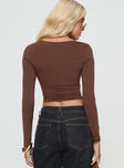 Long sleeve top  Bow detail at bust, cut out underbust Good stretch, lined bust Princess Polly Lower Impact