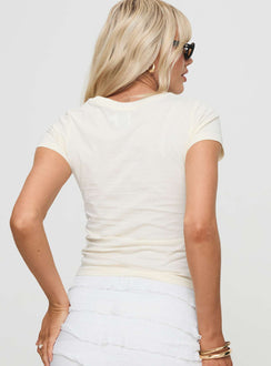 back view of model wearing Princess Polly Let's Have A Dirty Martini Tee White Short Sleeves Crew Neck 