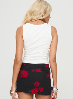 back view of model wearing Princess Polly Arjun Tank Top White Sleeveless Crew Neck 