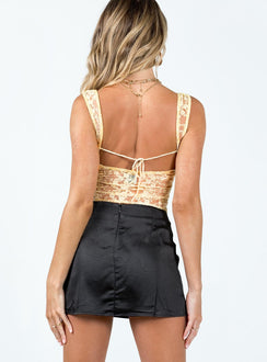 Selby Mini Skirt Black Satin Tall