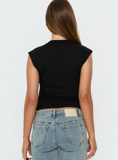 Delectable Tie Detail Short Sleeve Top Black