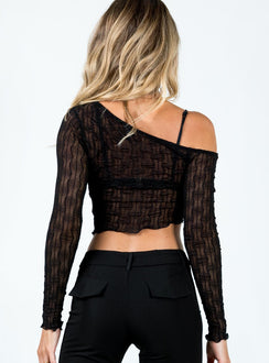 product Princess Polly Full Sleeves Square Neck  Macgraw Off The Shoulder Top Black