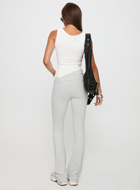 back view of model wearing Princess Polly Movement Yoga Pant Grey Marle Low Rise Pants 