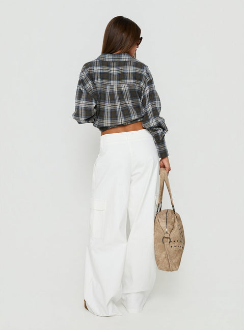 Laurella Cargo Tie Waist Pants White