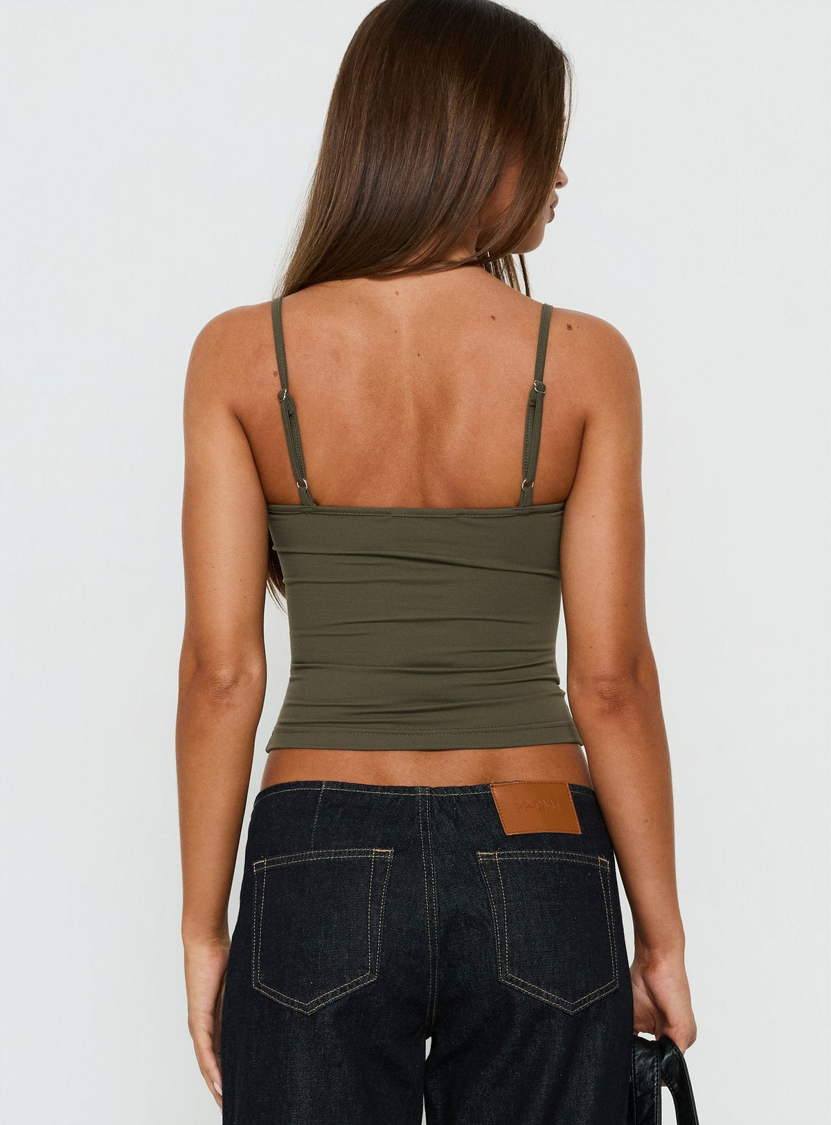 Daily Define Keyhole Cinched Tank Top Olive