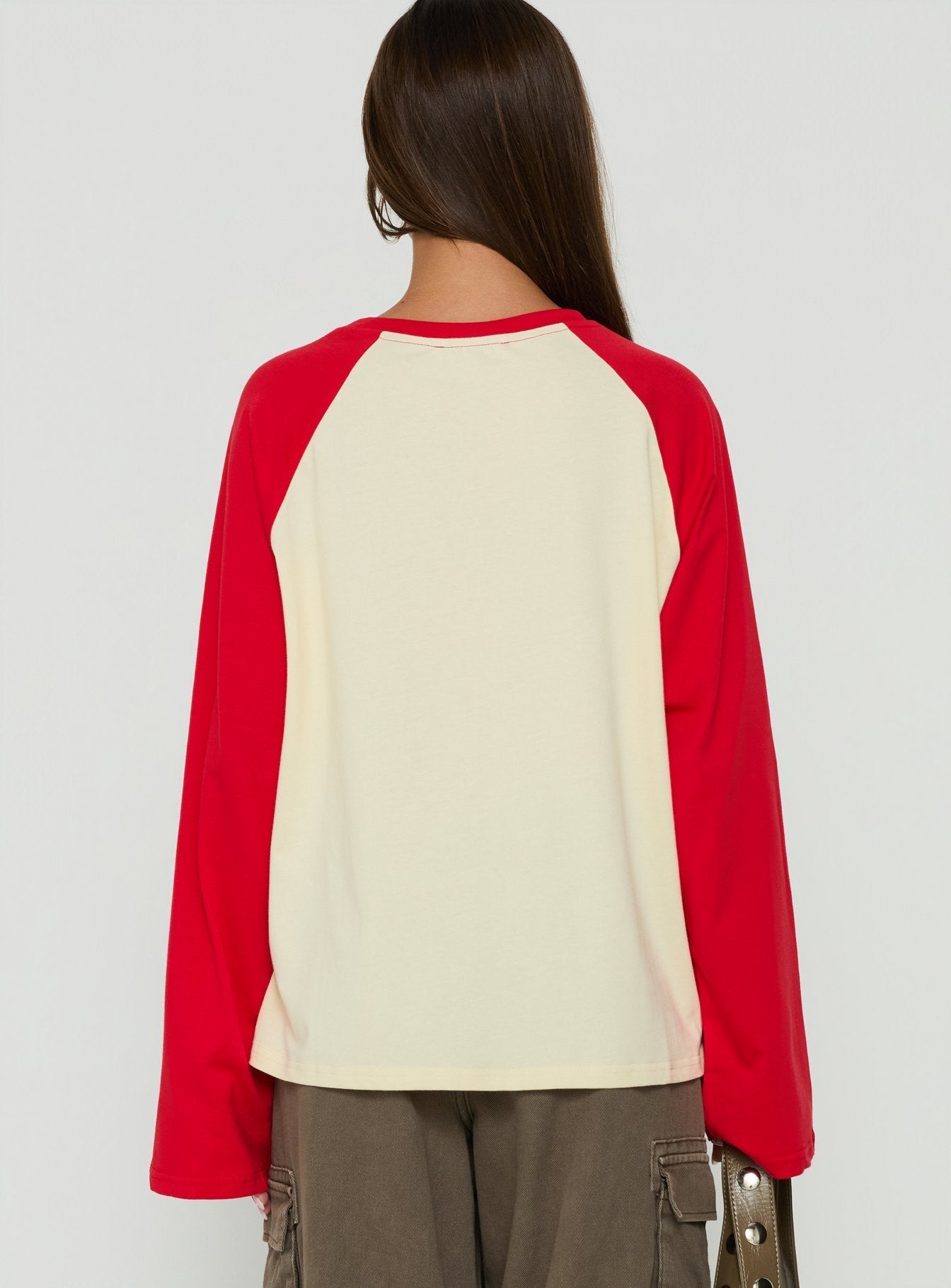Settle Down Long Sleeve Raglan Top Lemon / Red