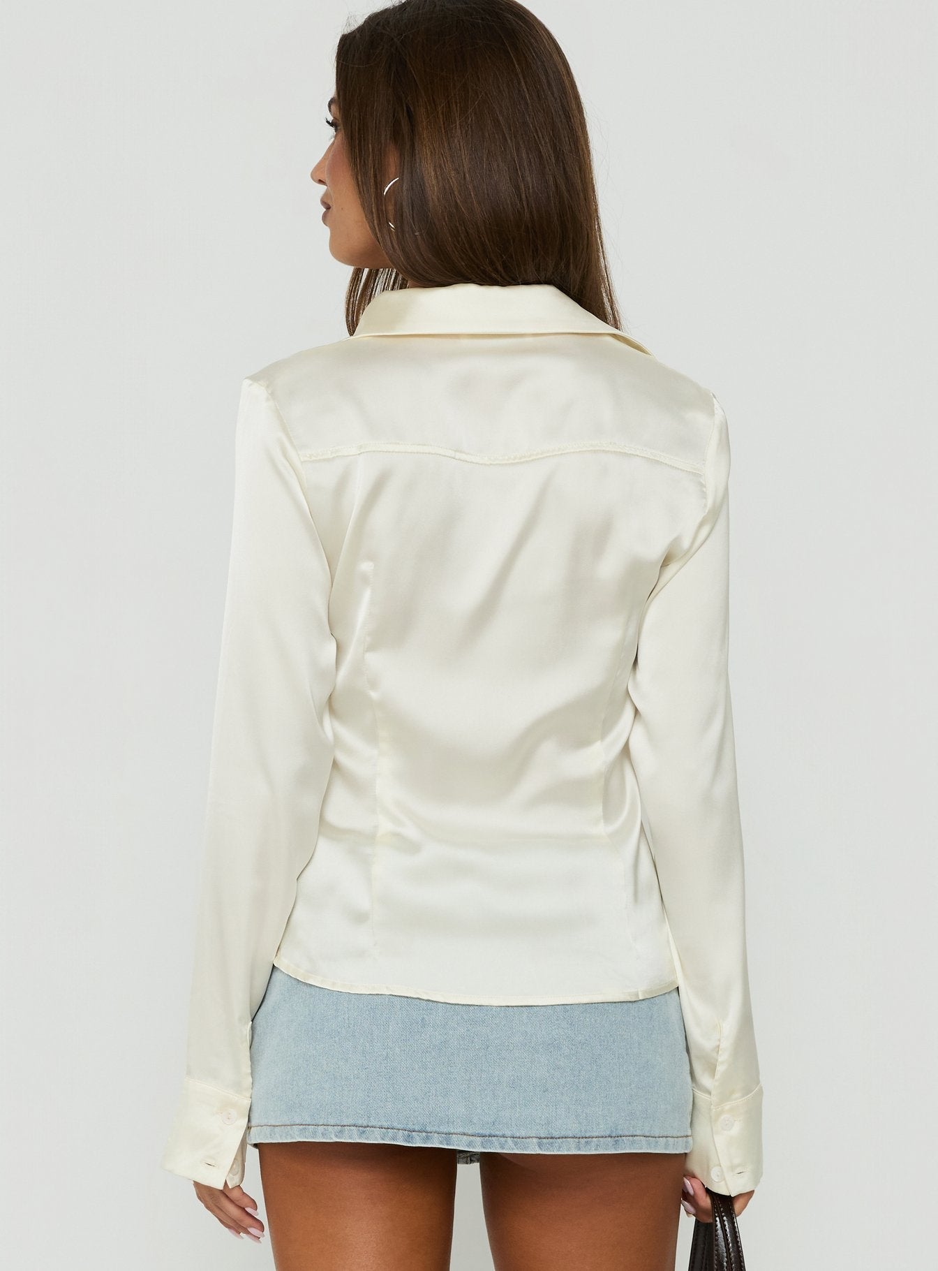 Aleska Long Sleeve Button Down Cream