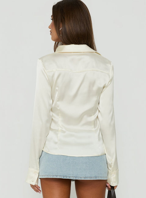 Aleska Long Sleeve Button Down Cream