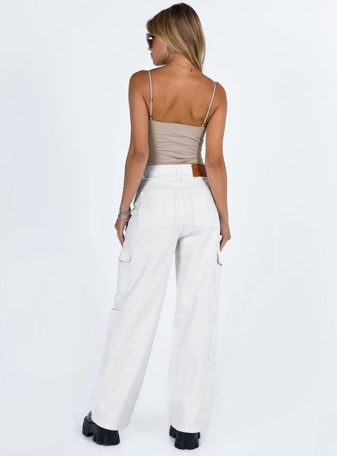 product Princess Polly Low Rise Jeans  Barbara Cargo Jeans White Denim