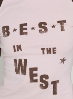 Best In The West Long Sleeve Graphic Raglan Top Chocolate / Pink