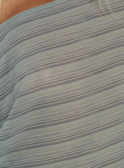 Lindenn Off Shoulder Sheer Top Grey Stripe