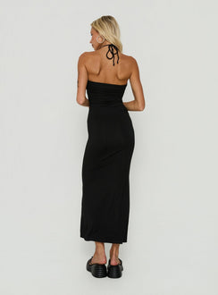 Betsey Ring Detail Tie Neck Dress Black