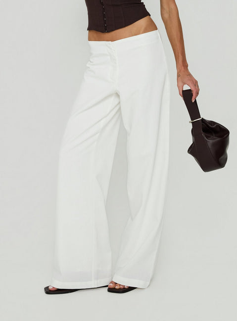 Agazia No Waist Low Rise Straight Pants White