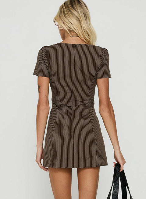 Loveliness Playsuit Brown Stripe