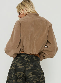 Mastery Faux Suede Bomber Jacket Taupe