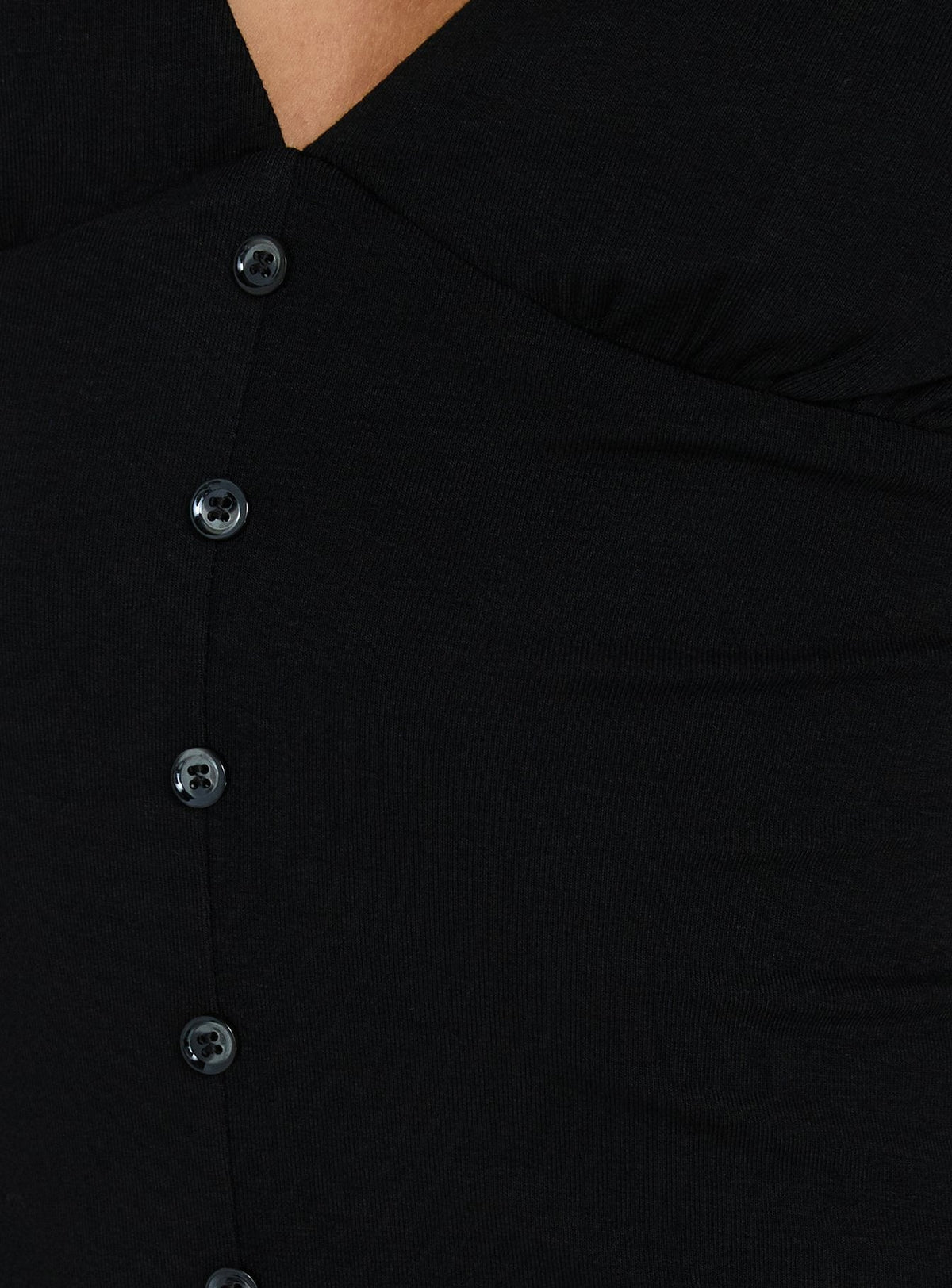 Tessah V Neck Button Up Playsuit Black
