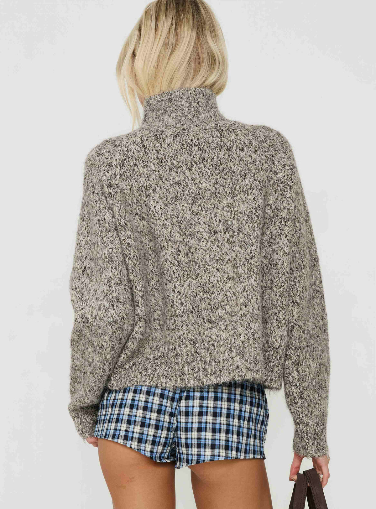 Faida Funnel Neck Knit Jumper Brown Speckle