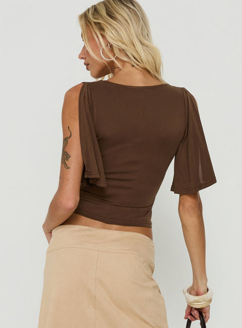 Marenn Split Sleeve Top Brown
