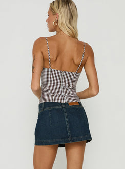 Ladena Mid Rise Double Button Mini Skirt Raw Denim