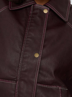 Jaxton Faux Leather Jacket Burgundy