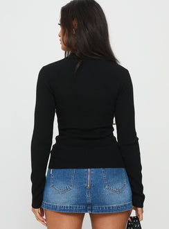 Rarity Collared Long Sleeve Top Black