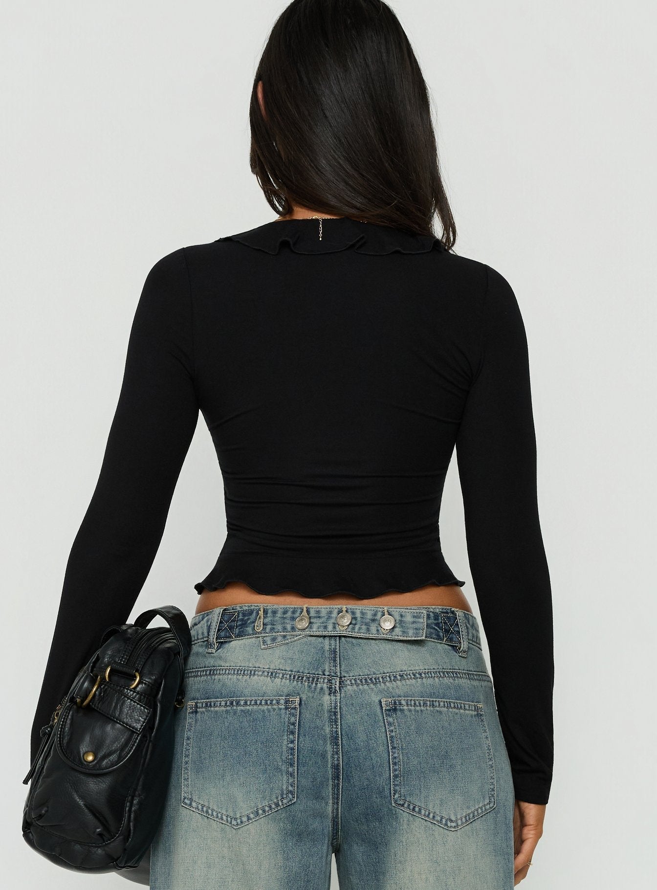 Daizia Frill Jersey Blouse Black