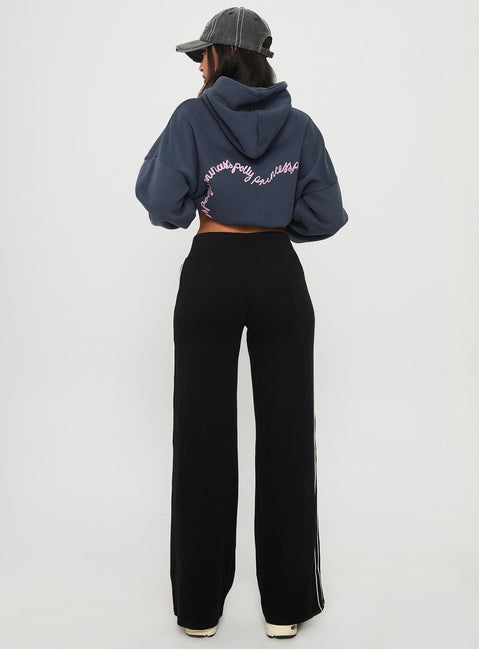 back view of model wearing Princess Polly Ascenda Straight Leg Track Pant Black High Waisted Pants 