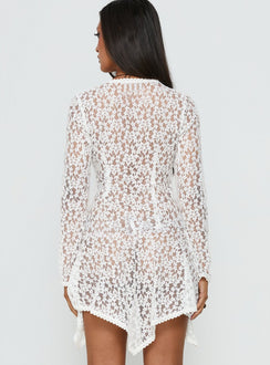 Somanie Long Sleeve Lace Mini Dress White