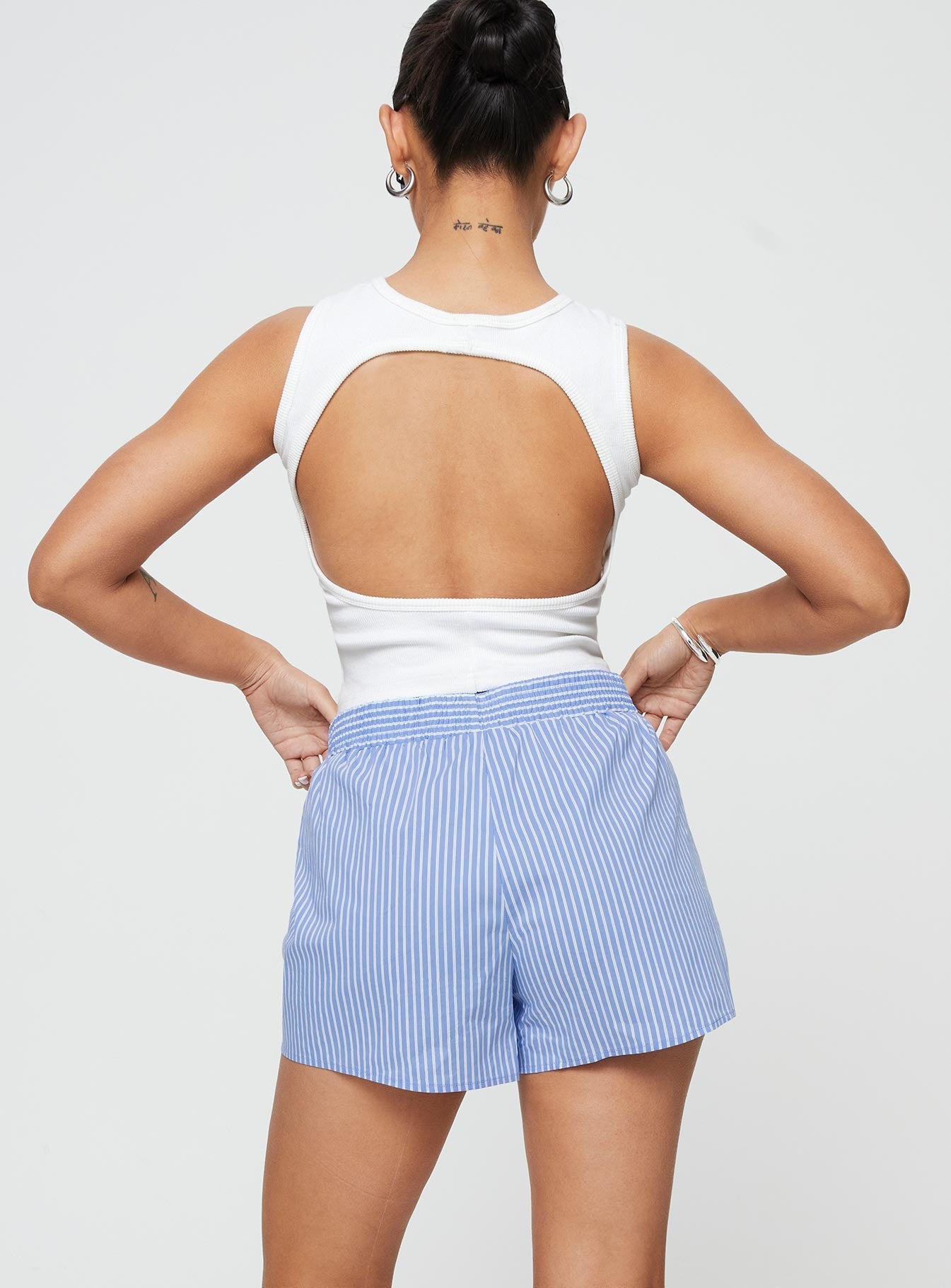 product Cobain Shorts Blue Stripe Princess Polly High Waisted Shorts 