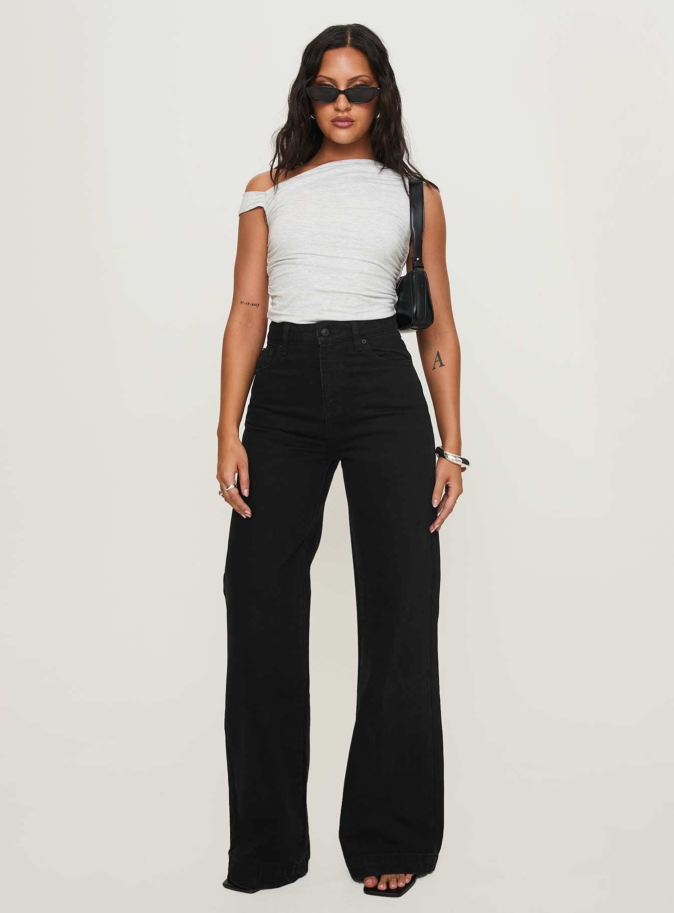 Goldie High Rise Wide Leg Jeans Black Tall