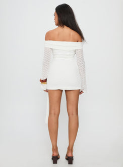 Karmin Long Sleeve Boucle Mini Dress White