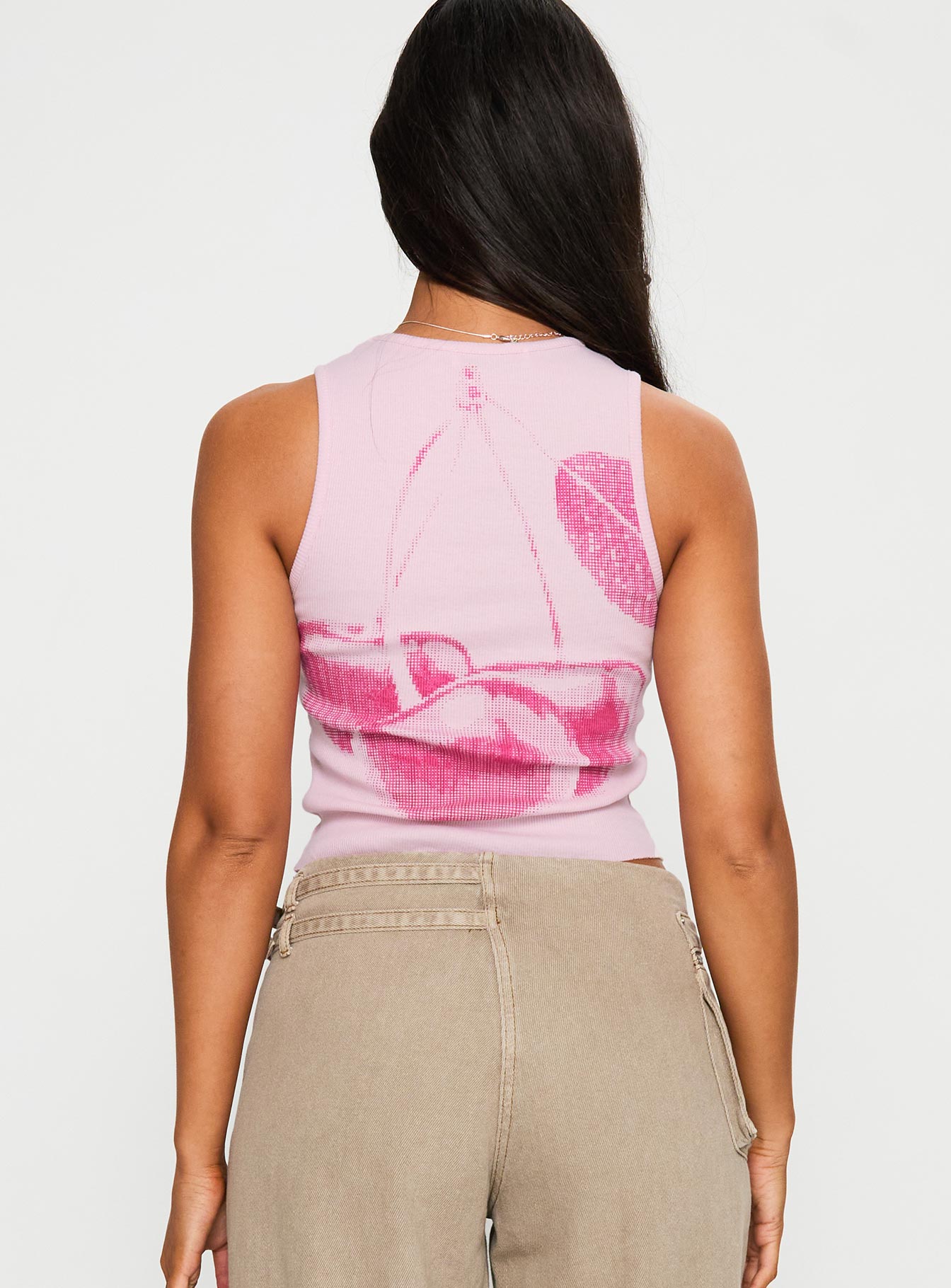 Halftone Cherry Graphic Top Pink