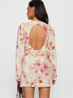 Odelie Long Sleeve Plisse Mini Dress Multi Floral