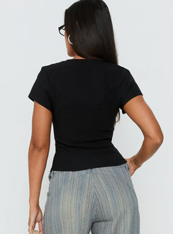 Serefina Short Sleeve Top Black