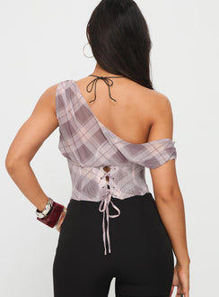 Amabelle Corset Draped Top Multi Plaid