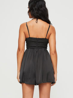Rozalyn Tie Front Romper Black