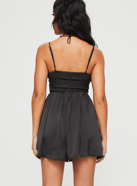 Rozalyn Tie Front Romper Black