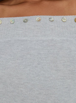 Miralys Off Shoulder Long Sleeve Knit Top Grey