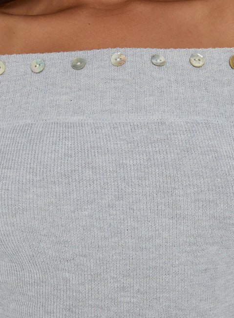 Miralys Off Shoulder Long Sleeve Knit Top Grey