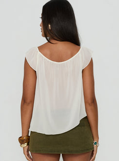 Sidra Off Shoulder Sheer Top Cream