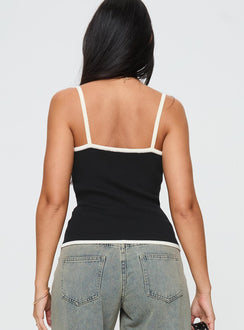 back view of model wearing Princess Polly Kiss Me Cami Black Sleeveless Scoop Neck 