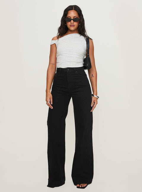 Goldie High Rise Wide Leg Jeans Black Petite