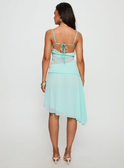 Lynnett Embroidered Waistband Midi Skirt Mint