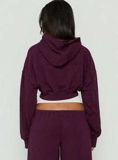 Lanna Fleece Zip Through Cropped Hoodie Plum